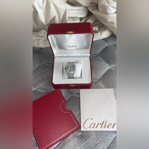 Cartier Silver Watch with Red Box